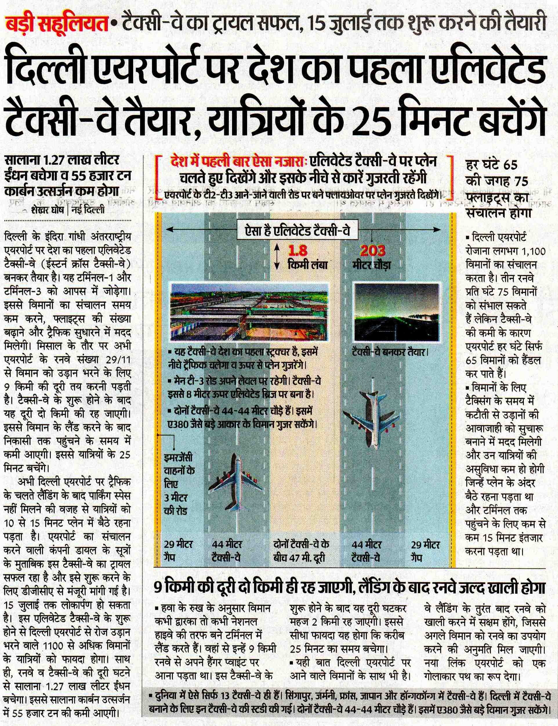 Country's first elevated taxi-way ready at Delhi airport