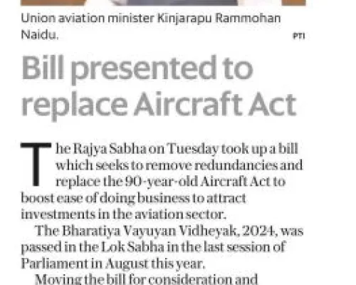 Bill Presented to replace Aircraft Act 