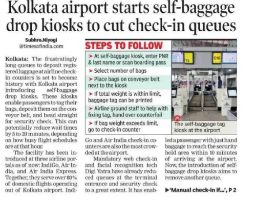 Kolkata Airport Started self Bagage
