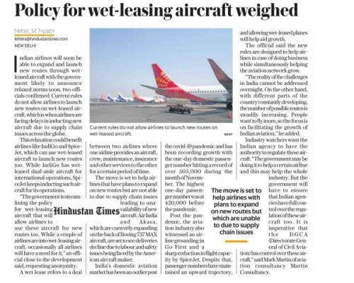 Policy for wet Leasing Aircraft