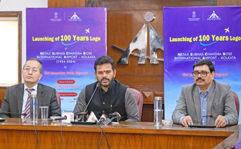 The Union Minister for Civil Aviation, Shri Kinjarapu Ram Mohan Naidu addressing at the launch of the 100 Years Logo of Netaji Subhas Chandra Bose International Airport - Kolkata, in New Delhi on December 13, 2024.