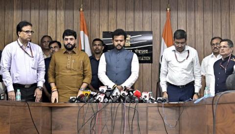 The Union Minister for Civil Aviation, Shri Kinjarapu Ram Mohan Naidu addressing a Press Conference on the Air India plane crash in Ahmedabad and also expressed deep sorrow over the incident at Udan Bhawan, in New Delhi on June 14, 2025. The Union Minister for Civil Aviation, Shri Kinjarapu Ram Mohan Naidu addressing a Press Conference on the Air India plane crash in Ahmedabad and also expressed deep sorrow over the incident at Udan Bhawan, in New Delhi on June 14, 2025.