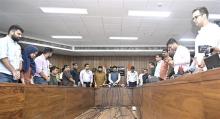 The Union Minister for Civil Aviation, Shri Kinjarapu Ram Mohan Naidu addressing a Press Conference on the Air India plane crash in Ahmedabad and also expressed deep sorrow over the incident at Udan Bhawan, in New Delhi on June 14, 2025.